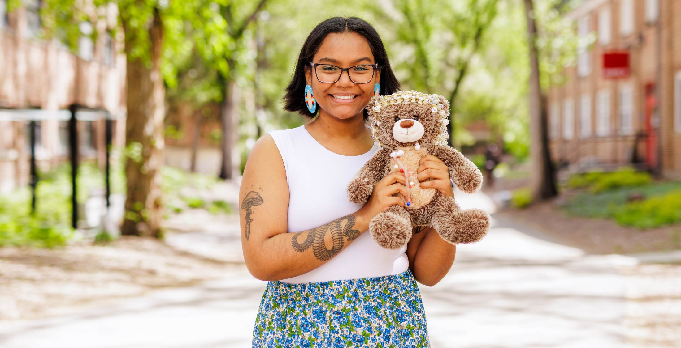 Kinew Garza with Billy Bear