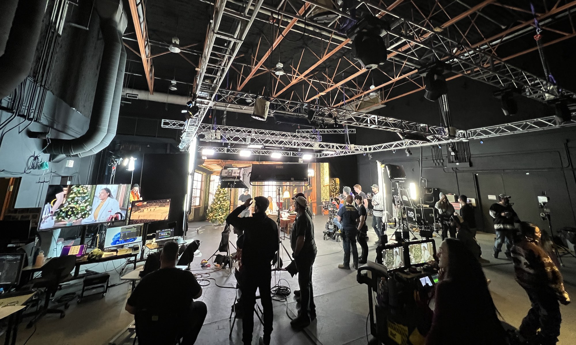 Movie studio with a Christmas filming in production