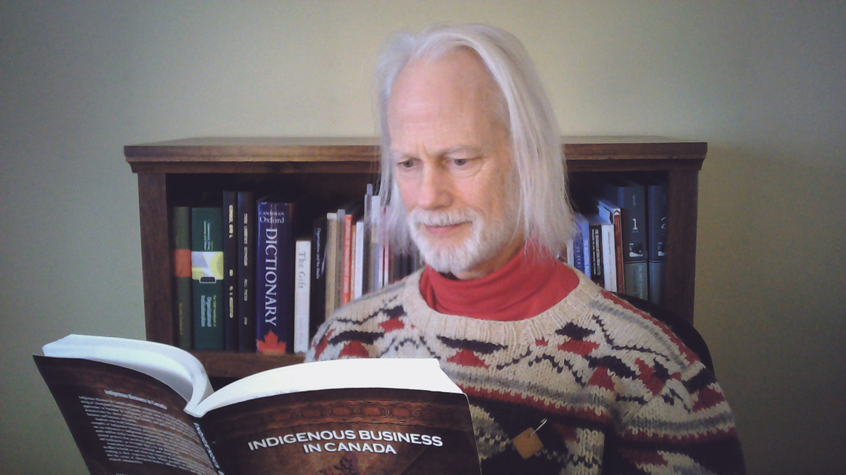 Alberta School of Business professor David Deephouse developprf the Introduction to Indigenous Business course. Here, he wears a moose hide from the Moose Hide Campaign.