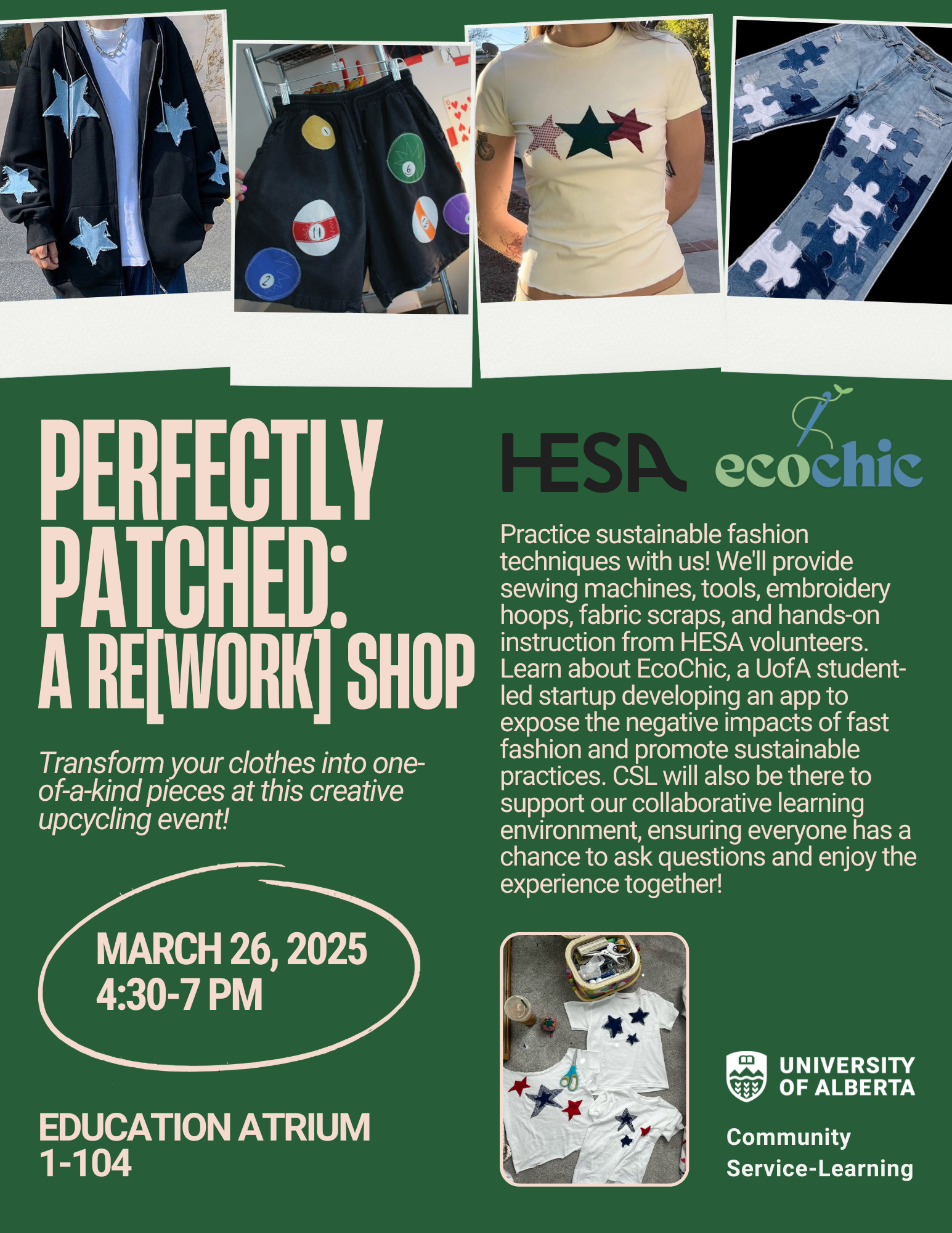 Poster detailing the event: Perfectly Patched