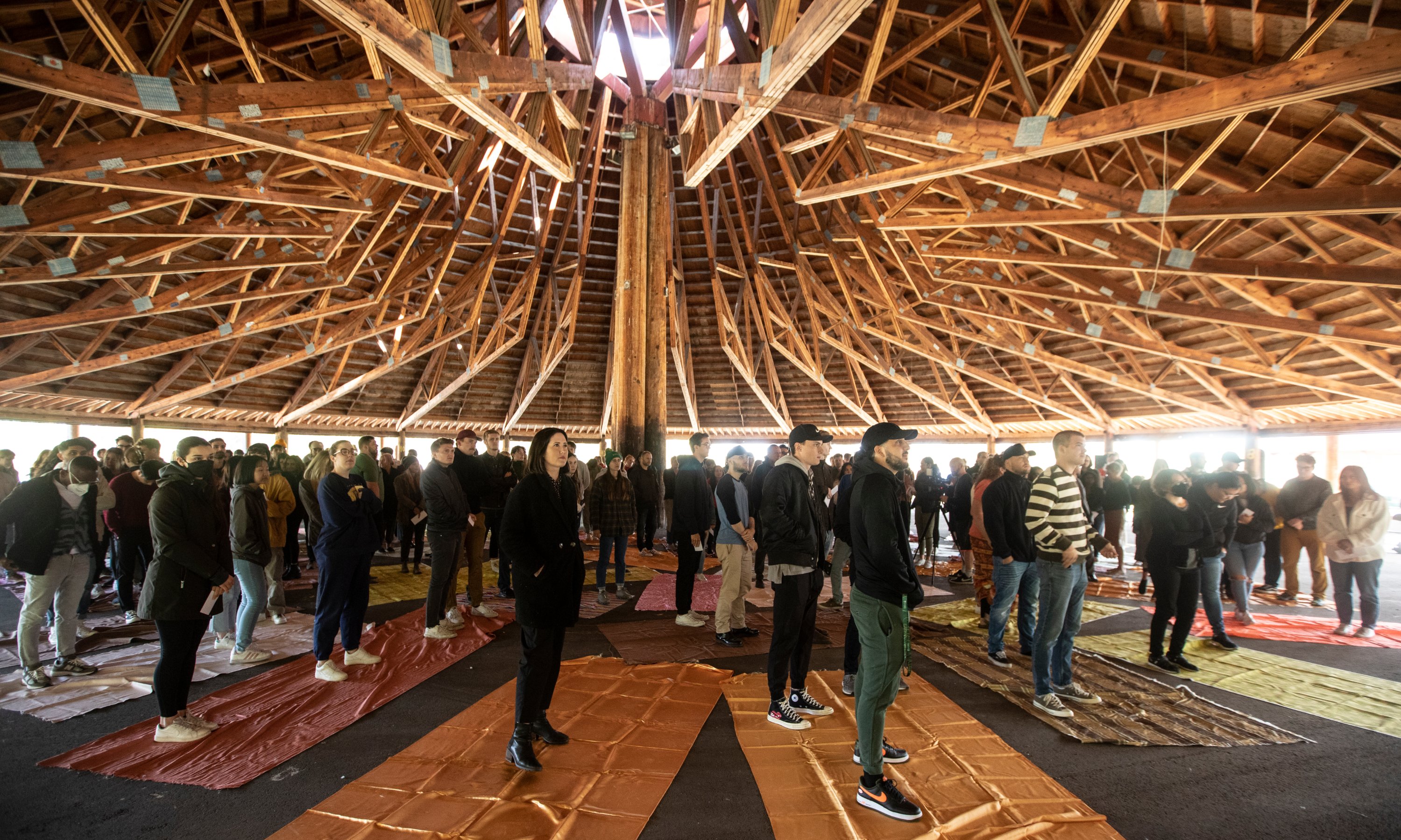 First-year law students taking part in an interactive blanket exercise on Enoch Cree Nation. (Photo: Jason Franson)