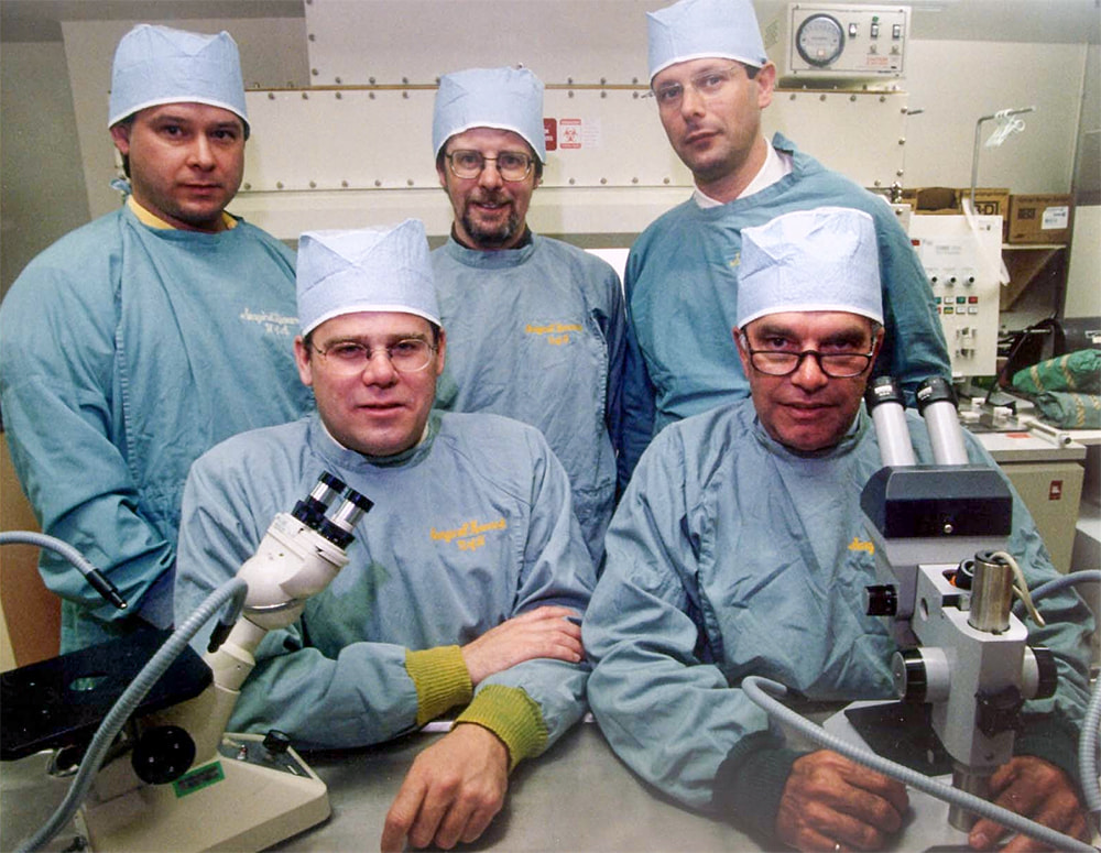 Members of the Clinical Islet Transplant Program. Top, from left: Greg Korbutt, Eddie Ryan and James Shapiro. Bottom, from left: Jonathan Lakey and Ray Rajotte.