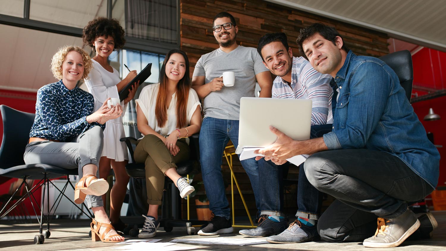 Group of coworkers smiling together