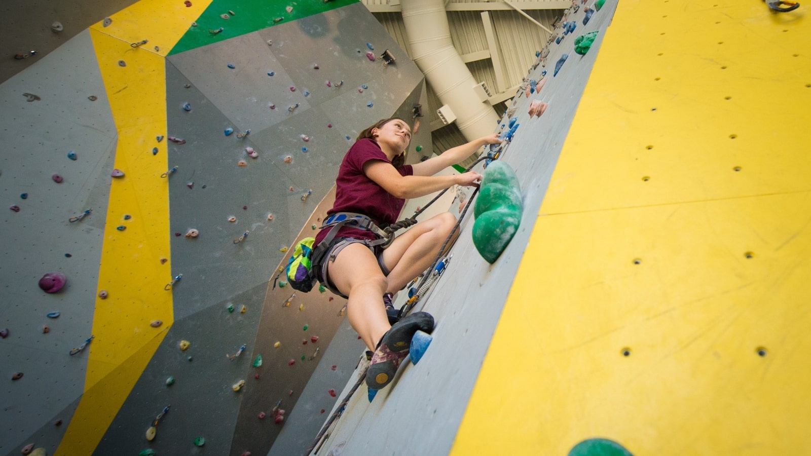 Student rock climbing