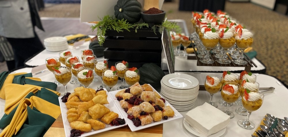 A table with catered food