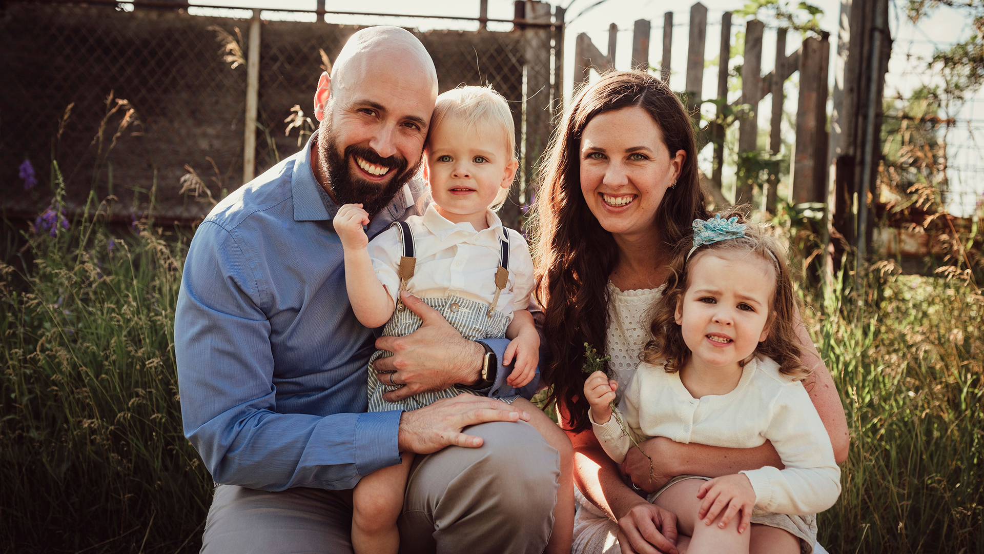 Sean Bryan with his wife and two children