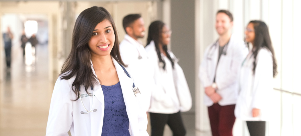 Smiling medical student