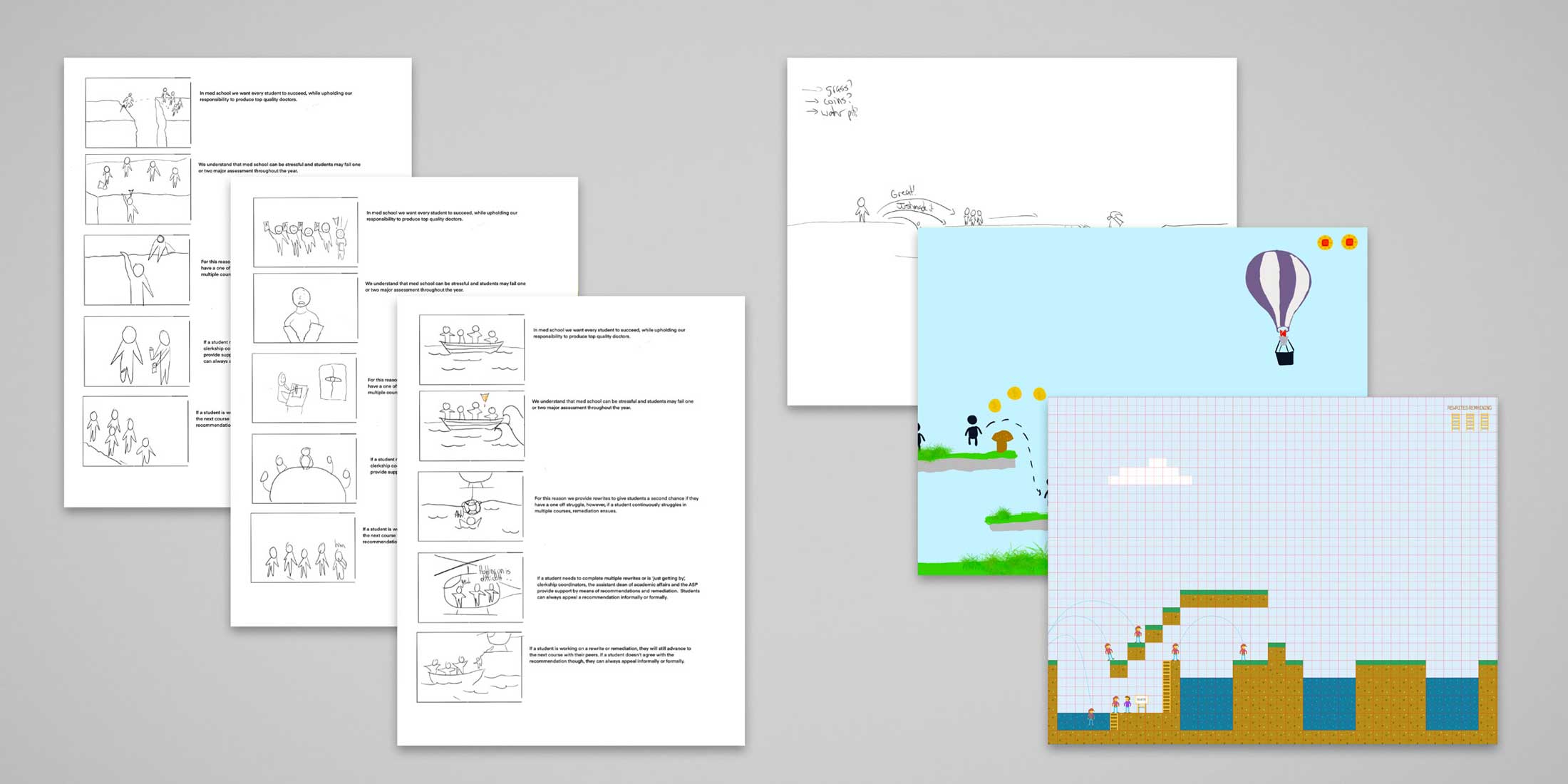 Storyboard for the project and different styles