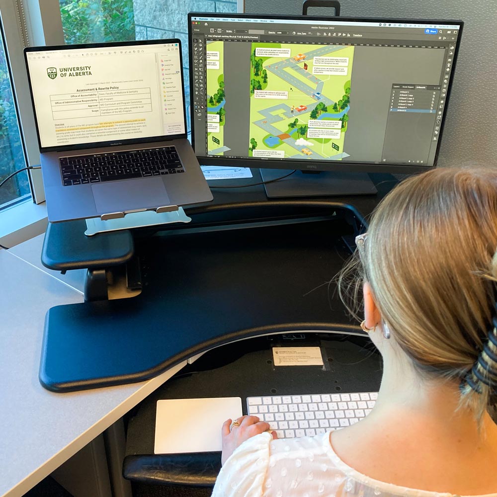 Woman working on a computer