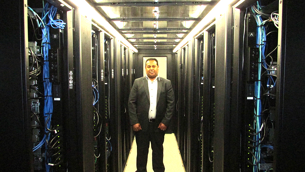 Khaled Barakat and the IBM Blue Gene/Q supercomputer.