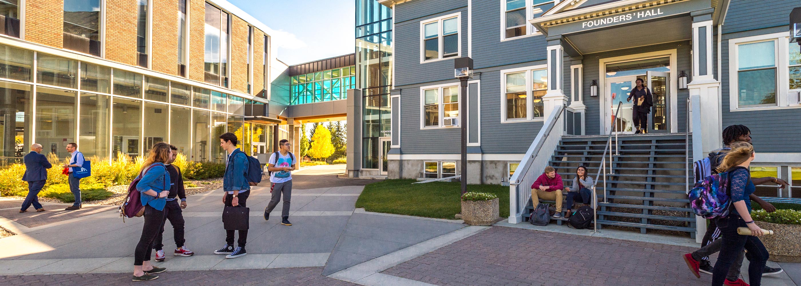 Students at Augustana Campus's Founders Hall