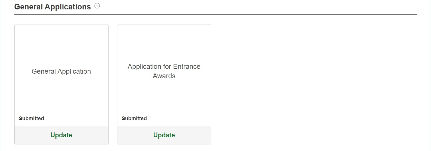 Image of the "General Applications" section where you will find your submitted General and Conditional Applications.