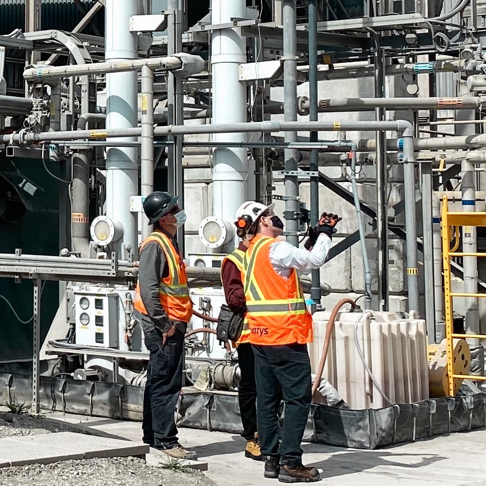 Researchers testing new materials in a cement plant