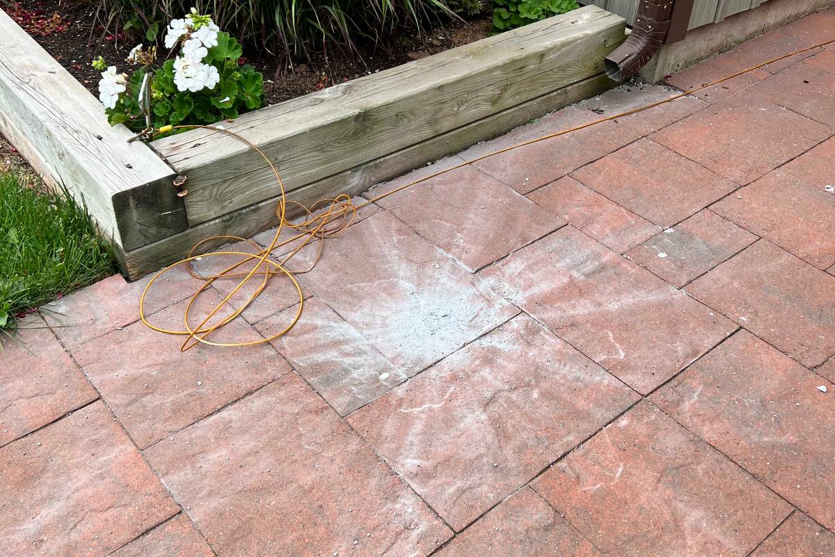 A meteorite impact pattern outside the front door of a residence in PEI.